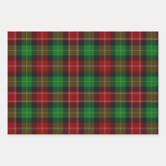 Weihnachten Schottischer Tartan-Büffel karierte Fl Geschenkpapier Set (Vorderseite 3)