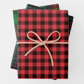 Weihnachten Schottischer Tartan-Büffel karierte Fl Geschenkpapier Set (Beispiel)