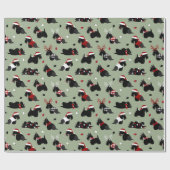 Weihnachten - Schottischer Terrier Grünpapier Geschenkpapier (Flach)