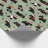 Weihnachten - Schottischer Terrier Grünpapier Geschenkpapier (Ecke)