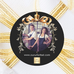 Weihnachten Schwarz-Gold-Team-Foto-Logo Runder Aufkleber
