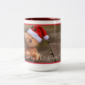 Weihnachten (schwarz mit Weihnachtsbeleuchtung) Zweifarbige Tasse (Mittel)