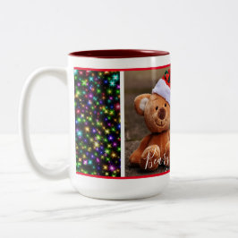 Weihnachten (schwarz mit Weihnachtsbeleuchtung) Zweifarbige Tasse