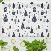 Weihnachten Schwarz Neutral Moderner Minimaler Url Geschirrtuch (Gefaltet)