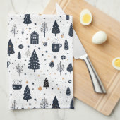 Weihnachten Schwarz Neutral Moderner Minimaler Url Geschirrtuch (Viertel Falte)