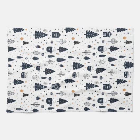 Weihnachten Schwarz Neutral Moderner Minimaler Url Geschirrtuch (Horizontal)