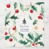Weihnachten Schwarz und Blume Weinetikett (Einzelnes Label)