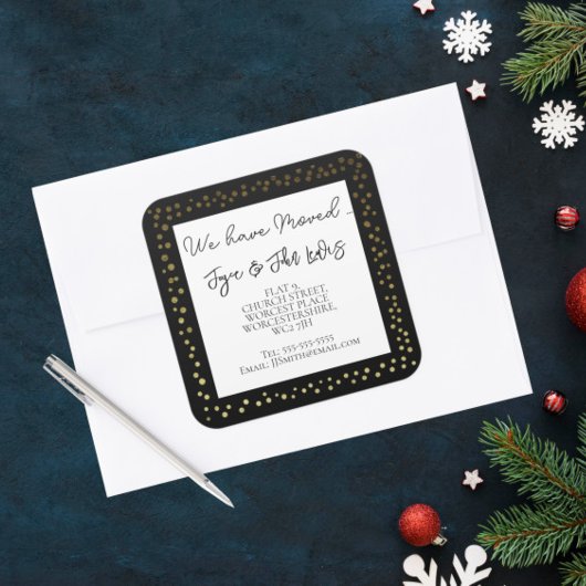 Weihnachten Schwarz und Gold Address Stickers
