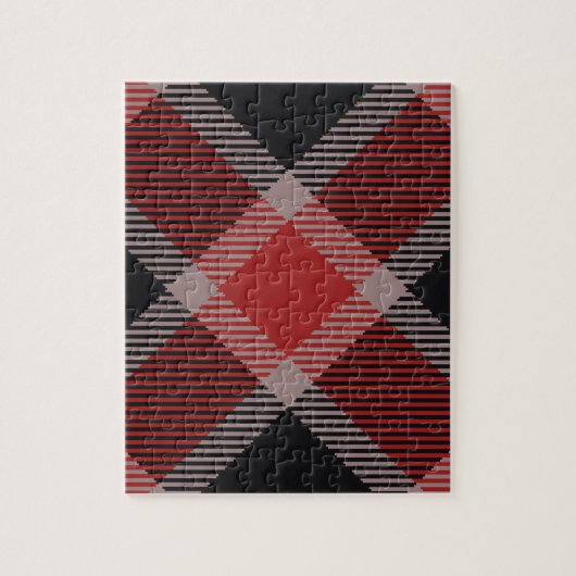 Weihnachten schwarz und roter Ginghamflanell Puzzle (Vertikal)