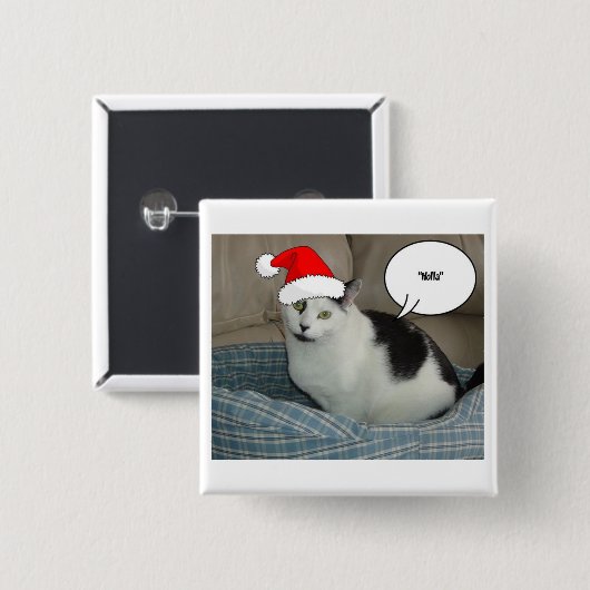 Weihnachten Schwarz und Weiß Kitten Button (Vorne & Hinten)
