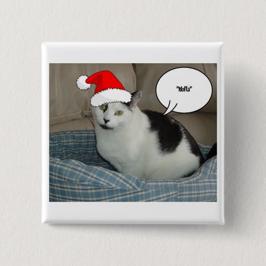 Weihnachten Schwarz und Weiß Kitten Button (Vorderseite)