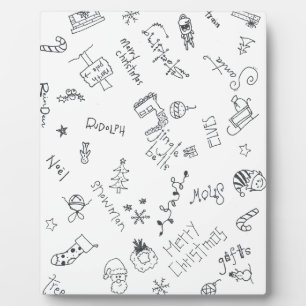Weihnachten schwarz und weiß lustige Doodle Fotoplatte