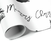 Weihnachten Schwarz-weiß frohe Weihnachtskalligrap Geschenkpapier (Rolleneckpunkt)