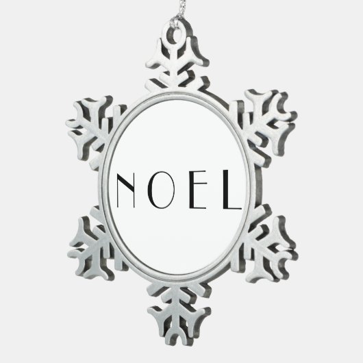 Weihnachten Schwarz-Weiß-Moderne Minimalistische T Schneeflocken Zinn-Ornament (Rechts)