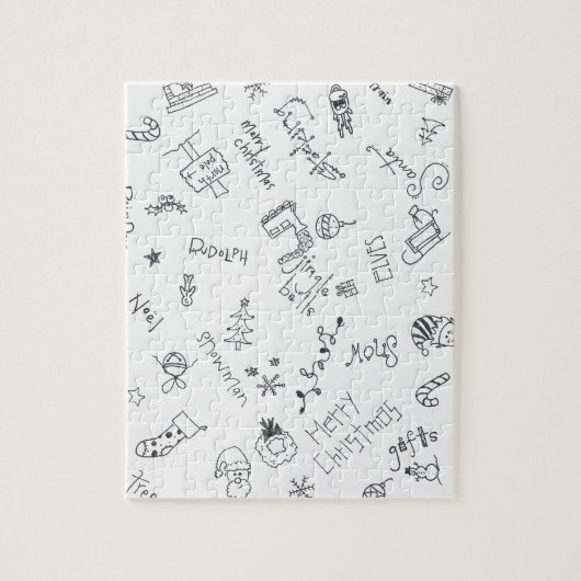 Weihnachten Schwarz-Weiß-Spaß-Doodle Puzzle (Vertikal)