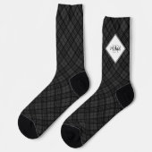 Weihnachten Schwarz weiß Tartan Personalisieren Mo Socken (Linkes Detail)