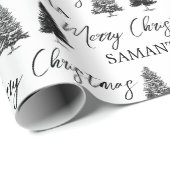Weihnachten Schwarz & Weiß Weihnachten Rustikaler  Geschenkpapier (Rolleneckpunkt)