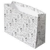 Weihnachten Schwarz-Weiß-Winterteddy-Bären Große Geschenktüte (Rückseite Schrägansicht)