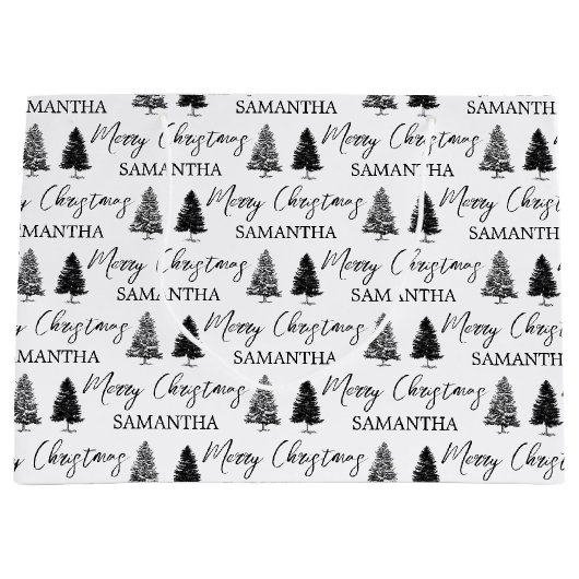 Weihnachten Schwarz-weißen Weihnachten Rustikaler Große Geschenktüte (Vorderseite)