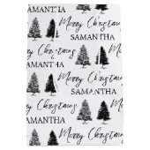 Weihnachten Schwarz-weißen Weihnachten Rustikaler Mittlere Geschenktüte (Rückseite)