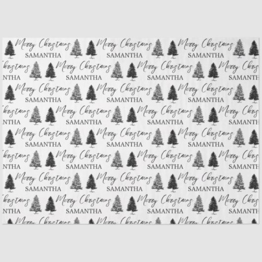 Weihnachten Schwarz-weißen Weihnachten Rustikaler Seidenpapier (Vorderseite)