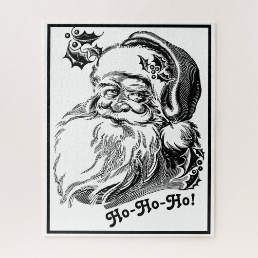 Weihnachten Schwarz-weißer Weihnachtsmann Puzzle (Vertikal)