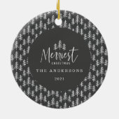 Weihnachten - Schwarz-weißes japandi Keramik Ornament (Hinten)