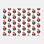 Weihnachten, Schwarze Frauen mit roten Weihnachtsm Geschenkpapier Set (Vorderseite 3)