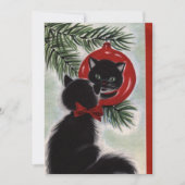 Weihnachten Schwarze Katze Blick auf Ornament (Vorderseite)