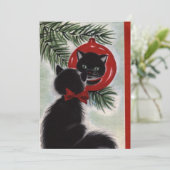Weihnachten Schwarze Katze Blick auf Ornament (Stehend Vorderseite)