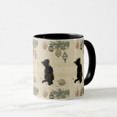 Weihnachten Schwarze Katze Blick auf Ornamente Tasse (VorderseiteRechts)