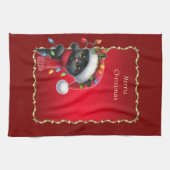 Weihnachten Schwarze Katze Urlaub Küchentuch (Horizontal)