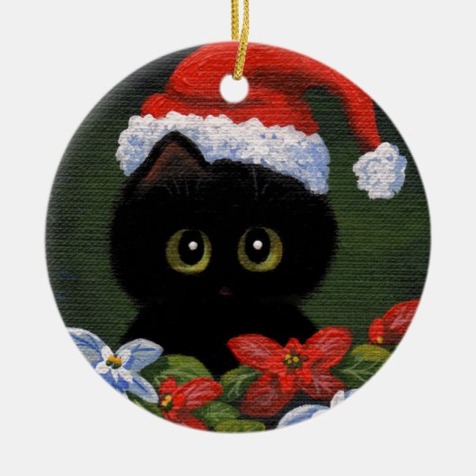 Weihnachten Schwarze Katze Weihnachtsmann Funny Cr Keramik Ornament (Vorne)