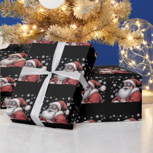 Weihnachten Schwarzer Afroamerikanischer Santa Xma Geschenkpapier