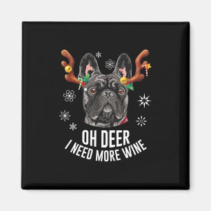 Weihnachten Schwarzer Französischer Bulldogge Hirs Magnet