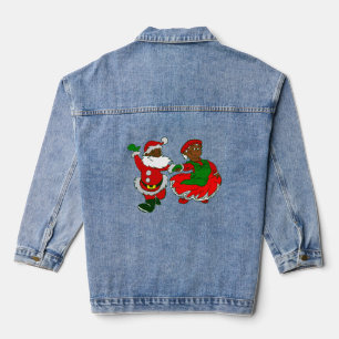 Weihnachten schwarzer Weihnachtsmann Ehefrau Jeansjacke