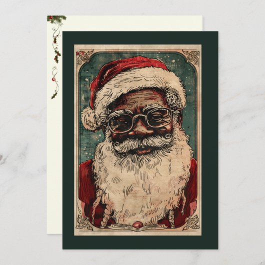 Weihnachten Schwarzer Weihnachtsmann W/ Brille (Vorne/Hinten)