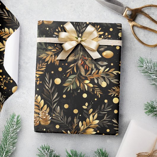 Weihnachten Schwarzes Gold Moody Elegantes festlic Geschenkpapier