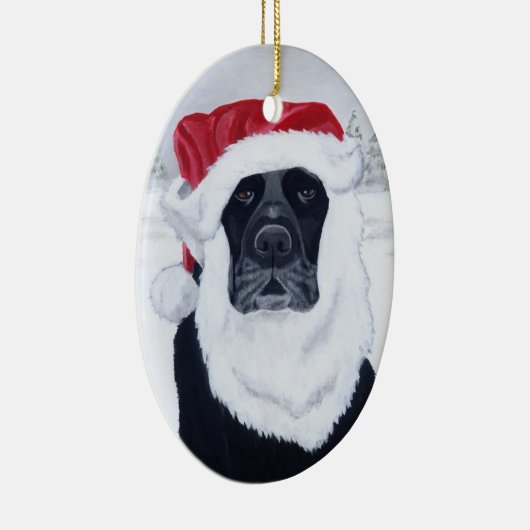 Weihnachten schwarzes Labrador Sankt Keramik Ornament (Rechts)