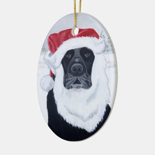 Weihnachten schwarzes Labrador Sankt Keramik Ornament (Links)