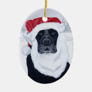 Weihnachten schwarzes Labrador Sankt Keramikornament