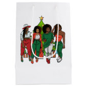 Weihnachten Schwarzes Mädchen Magic Melanin Frauen Mittlere Geschenktüte (Rückseite)