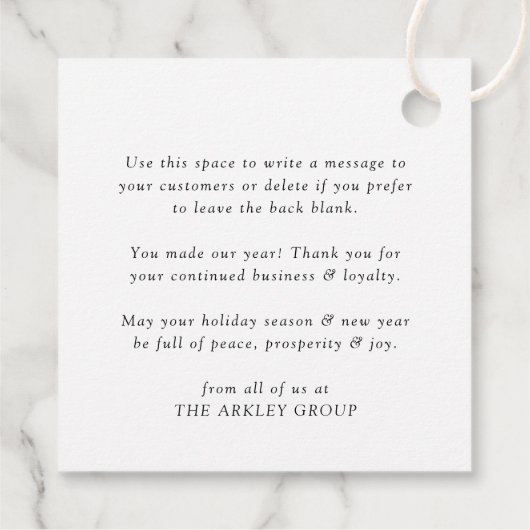 Weihnachten | Schwarzes und Weiß Geschenkanhänger (Rückseite)