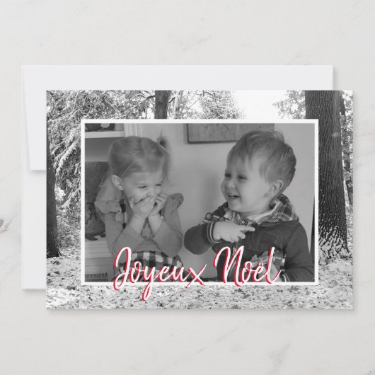 Weihnachten Schwarzweiß-Foto-Karte Joyeux Noël (Vorderseite)