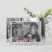 Weihnachten Schwarzweiß-Foto-Karte Joyeux Noël (Stehend Vorderseite)