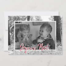 Weihnachten Schwarzweiß-Foto-Karte Joyeux Noël