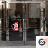 Weihnachten Schwein Niedlich Spaß Weiß Rot Frohe W Fensteraufkleber (Büro Tür)