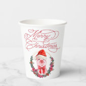 Weihnachten Schwein Niedlich Spaß Weiß Rot Frohe W Pappbecher (Vorderseite)