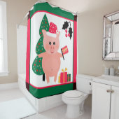 Weihnachten, Schweinejahr Duschvorhang (Beispiel)