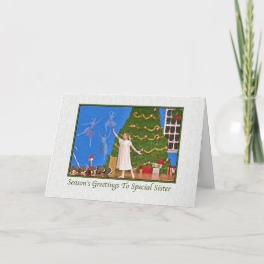 Weihnachten, Schwester, Nutcracker Ballett Feiertagskarte (Vorderseite)